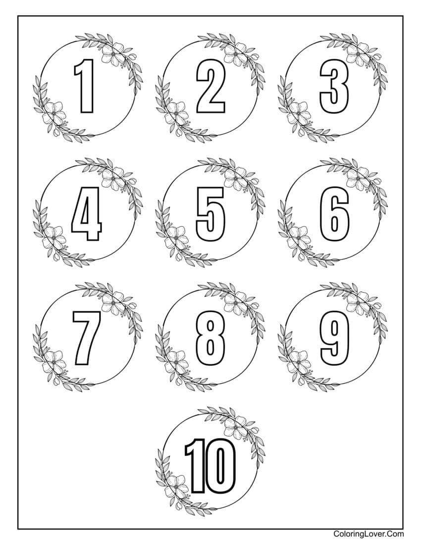 Printable Number Coloring Pages Preschool And Kindergarten 