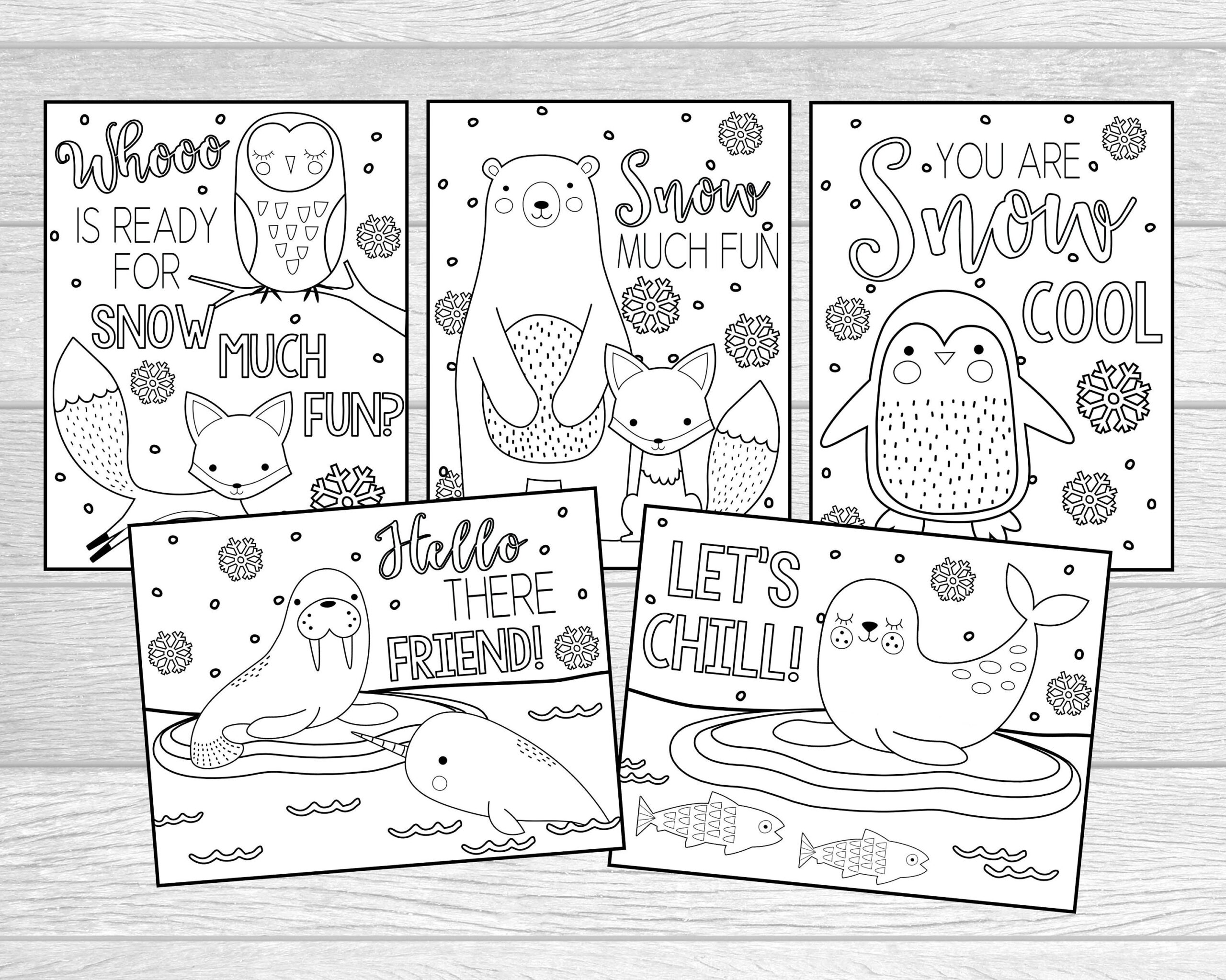 Printable Winter Animal Coloring Pages For Kids Or Adults Snow Much Fun Arctic Animal Coloring Pages Instant Digital Download Etsy New Zealand