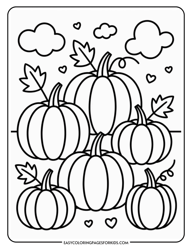 Pumpkin Fall Coloring Pages For Kids 6 PDF Pages Easy Coloring Pages For Kids