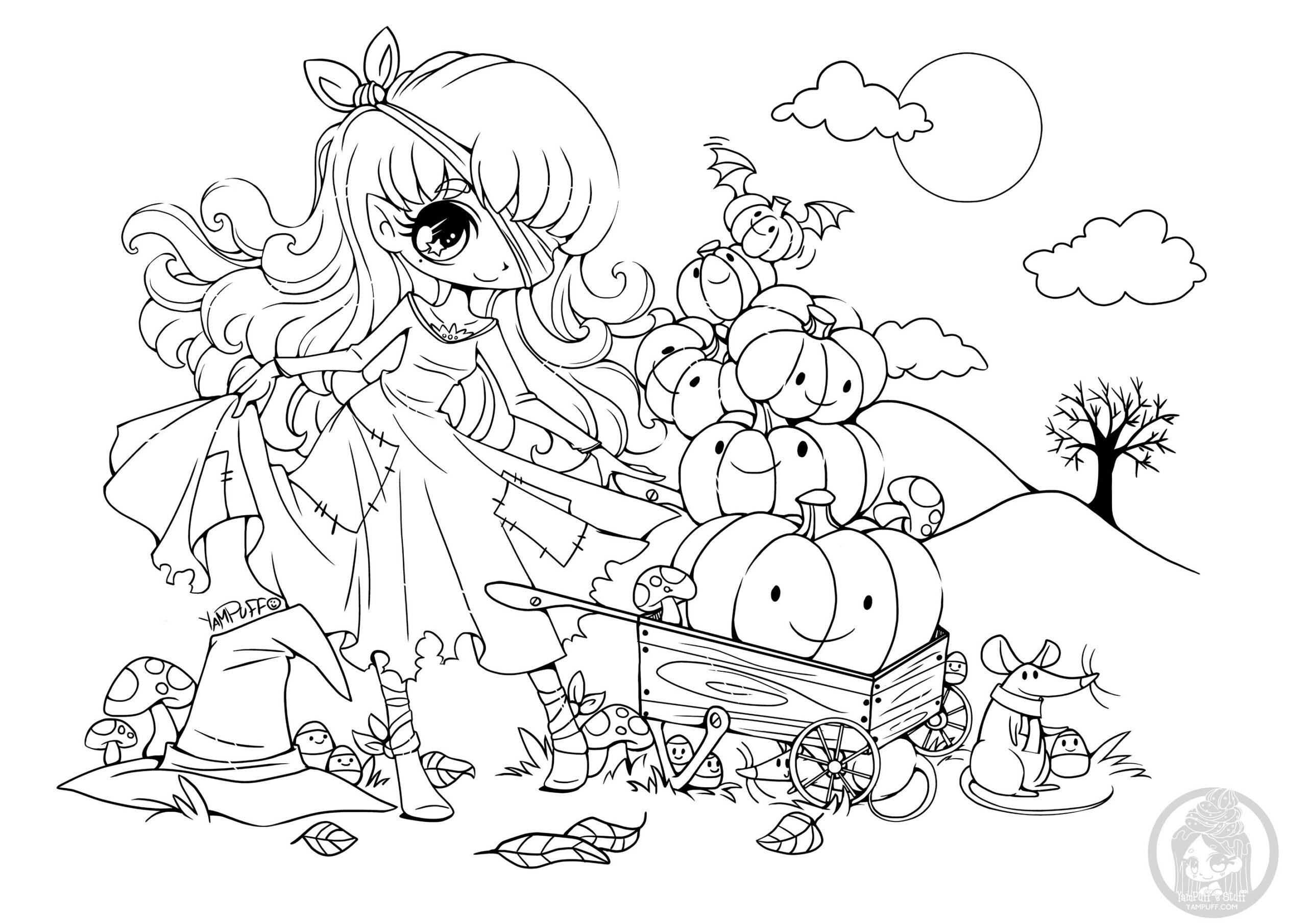 Pumpkin Princess Kawaii Coloring Pages