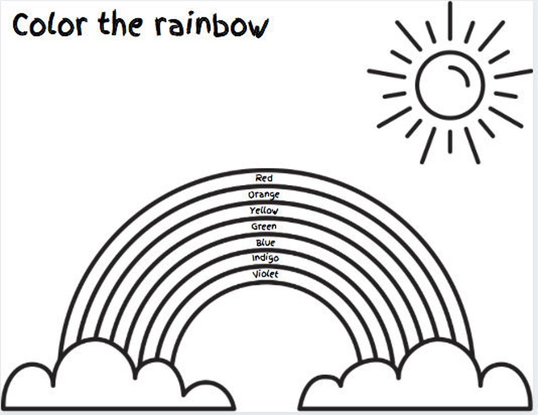 Rainbow Coloring Page Educational Worksheet PDF Printable Etsy