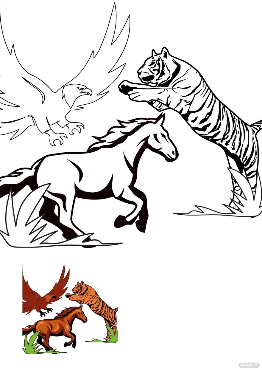 Realistic Animals Coloring Pages In PDF Download Template
