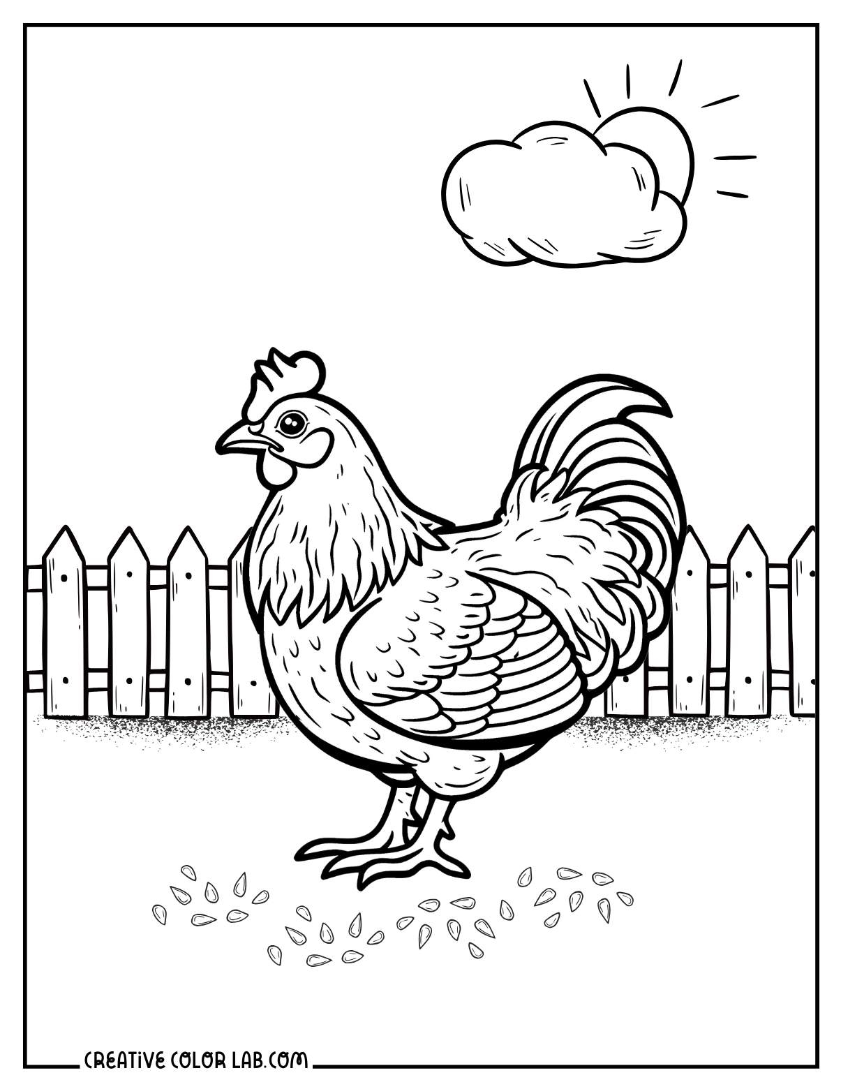 Rooster Hen Chicken Coloring Pages PDFs To Download