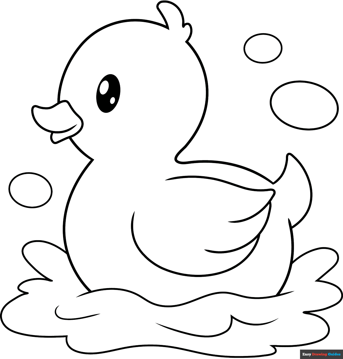 Rubber Duck Coloring Page Easy Drawing Guides