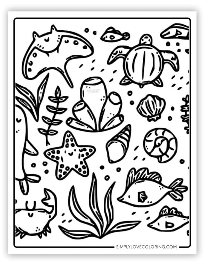 Sea Creatures Coloring Pages Free PDF Printables Simply Love Coloring