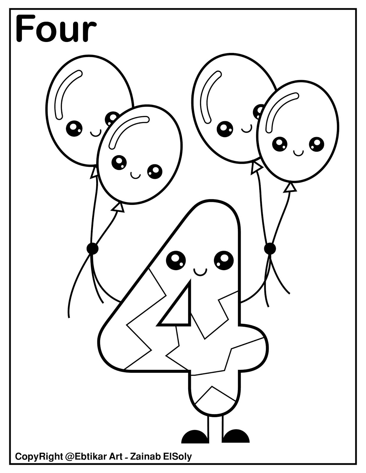 Set Of 123 Kawaii Coloring Pages
