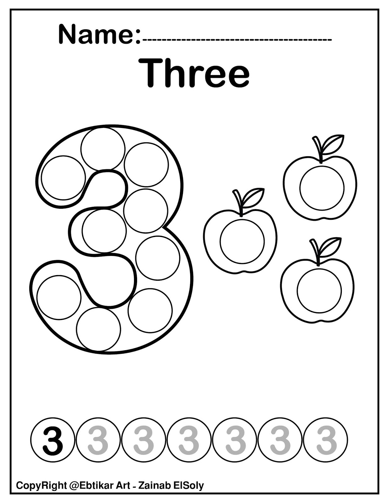 Set Of 123 Numbers Count Apples Dot Marker Activity Coloring Pages For Kids