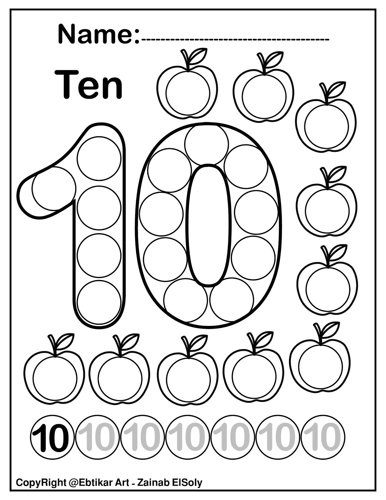 Set Of 123 Numbers Count Apples Dot Marker Activity Coloring Pages For Kids