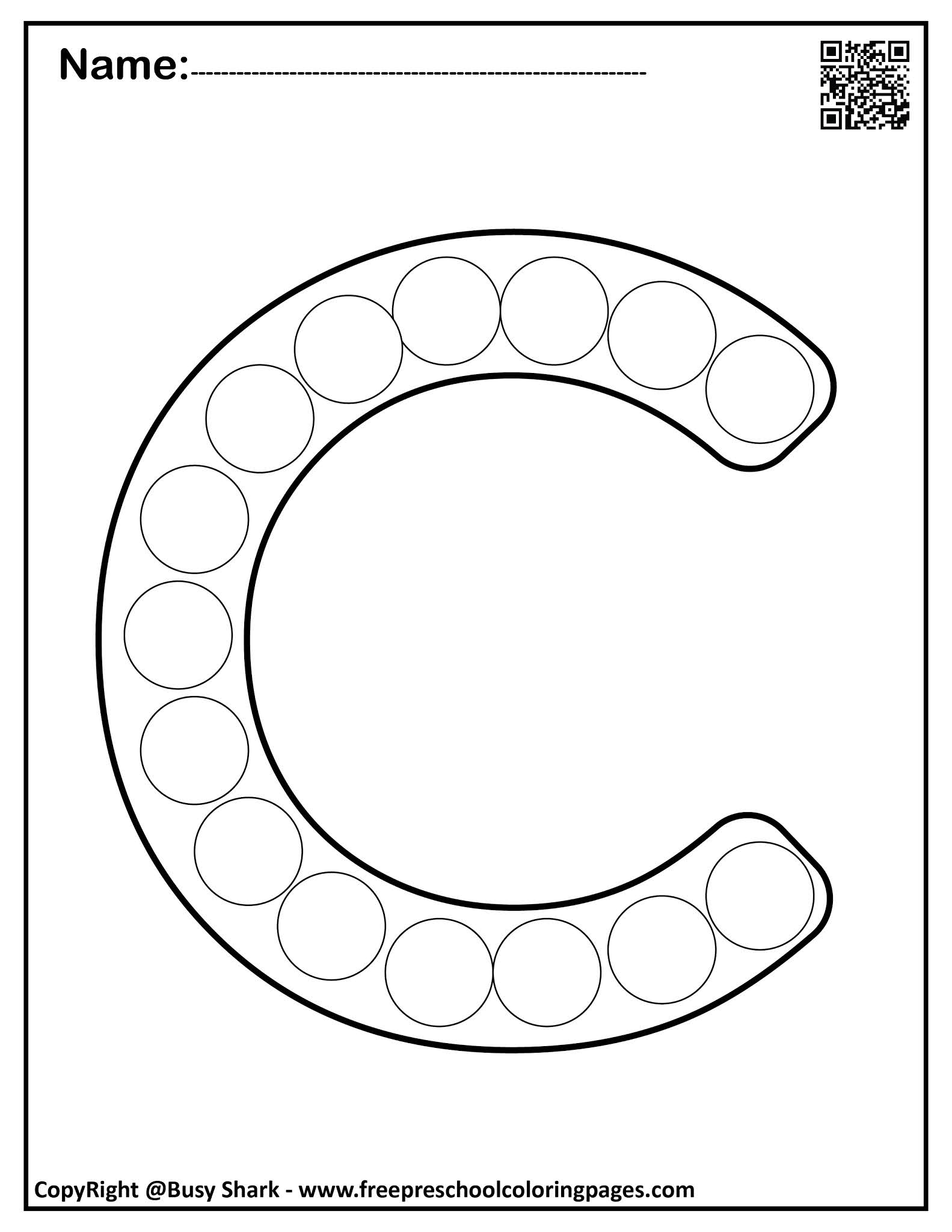 Set Of Letter C Dot Markers Coloring Pages 