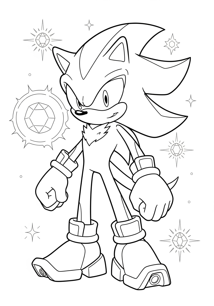 Shadow The Hedgehog Coloring Pages Free Printable Line Art