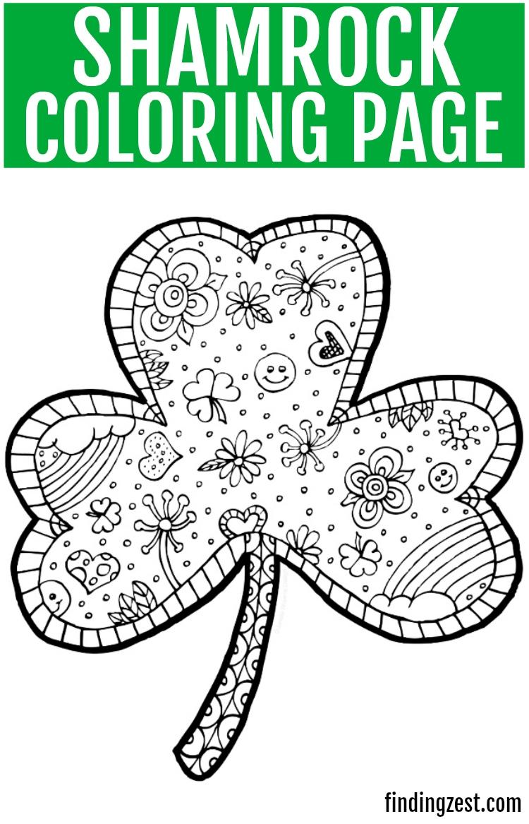 Shamrock Coloring Page Free Printable Finding Zest
