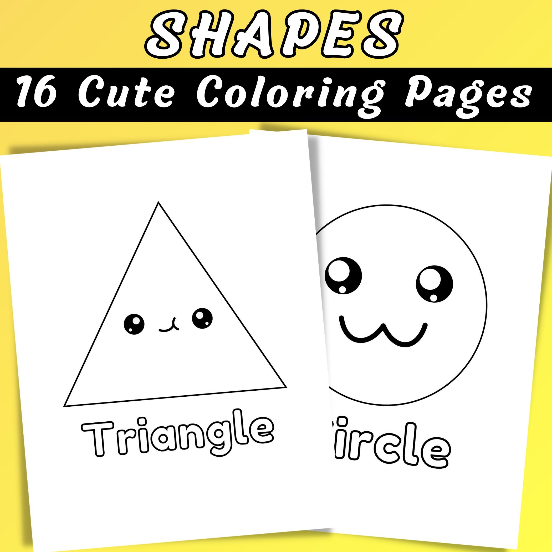 Shapes Coloring Pages For Kids Preschool Kindergarten Worksheet PDF Download Etsy