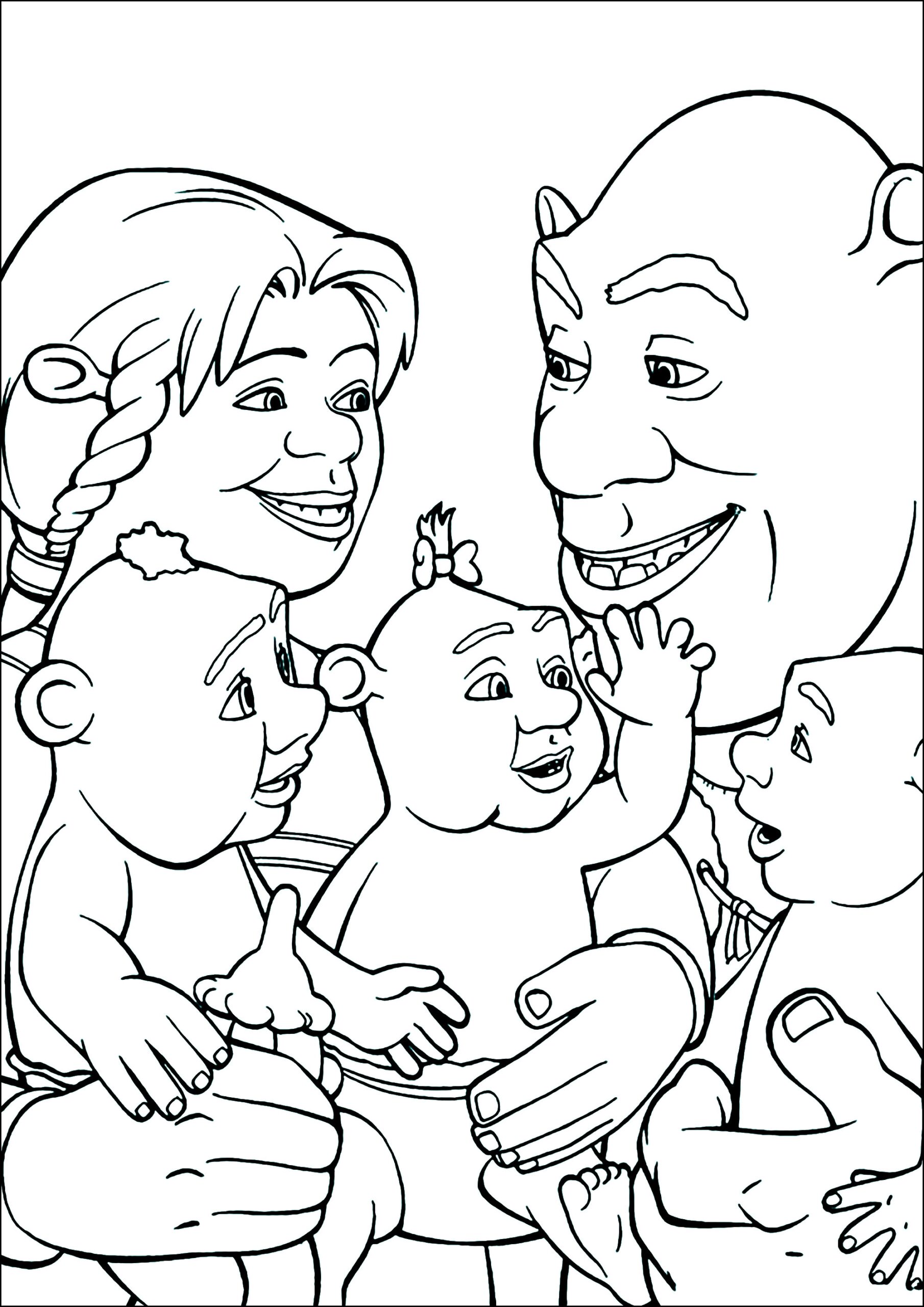 Shrek Princess Fiona And Their Three Children Shrek Coloring Pages