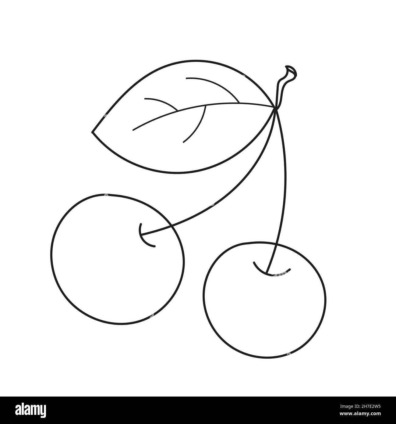 Simple Coloring Page Educational Worksheet To Be Colored Easy Educational Paint Game For Preschool Kids Simple Kid Coloring Page With Cherry Stock Vector Image Art Alamy