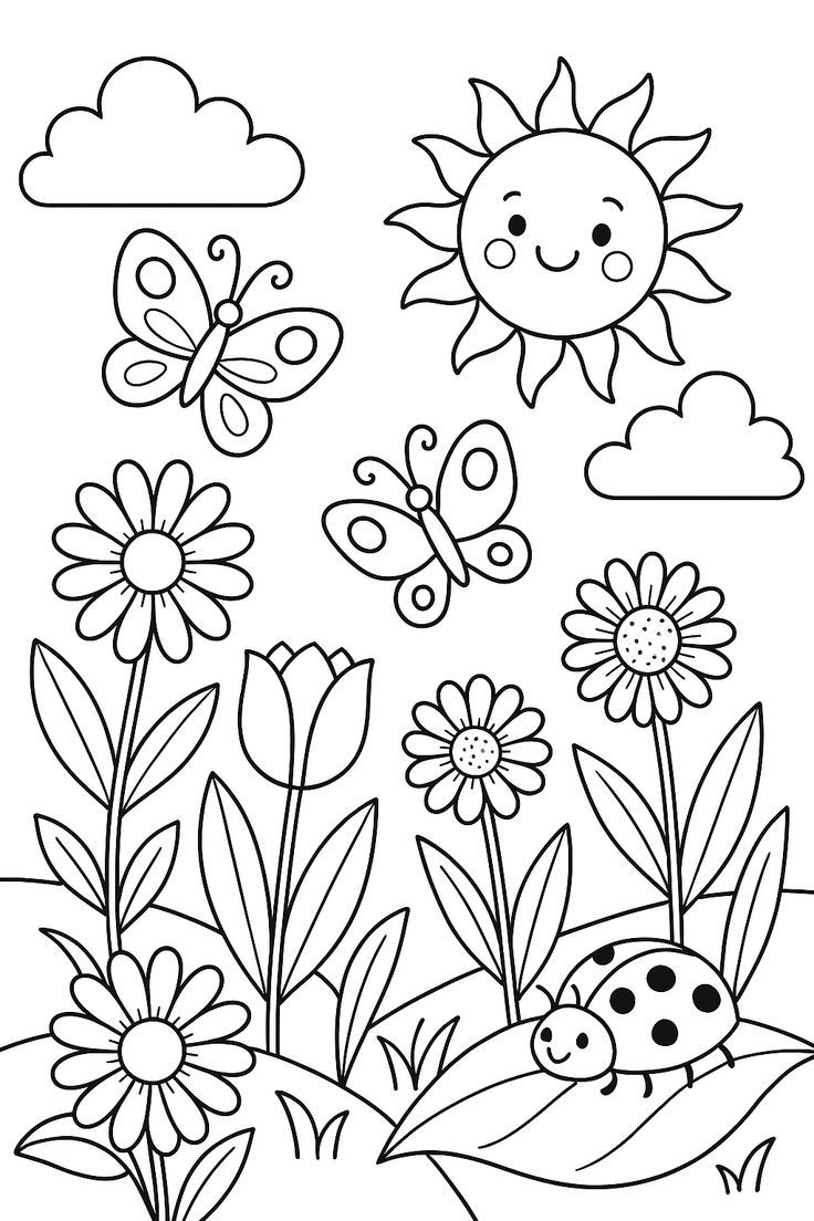 preschool easy spring coloring pages