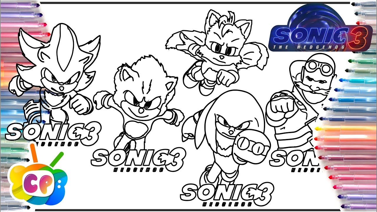 Sonic 3 All Characters Sonic Coloring Pages Movie How To Draw Sonic 3 YouTube