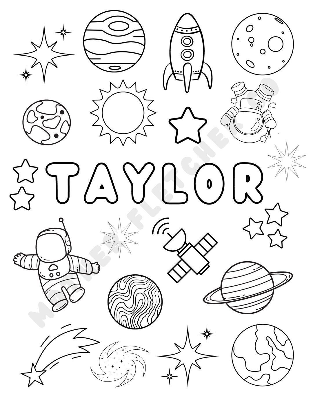 Space Coloring Sheet Etsy