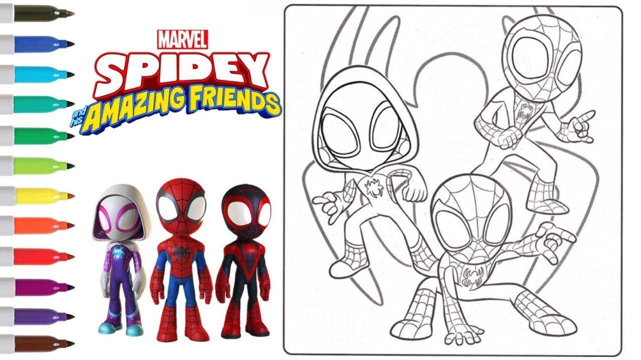 Spidey And His Amazing Friends Coloring Book Page Spidey Spin Ghost Spider YouTube