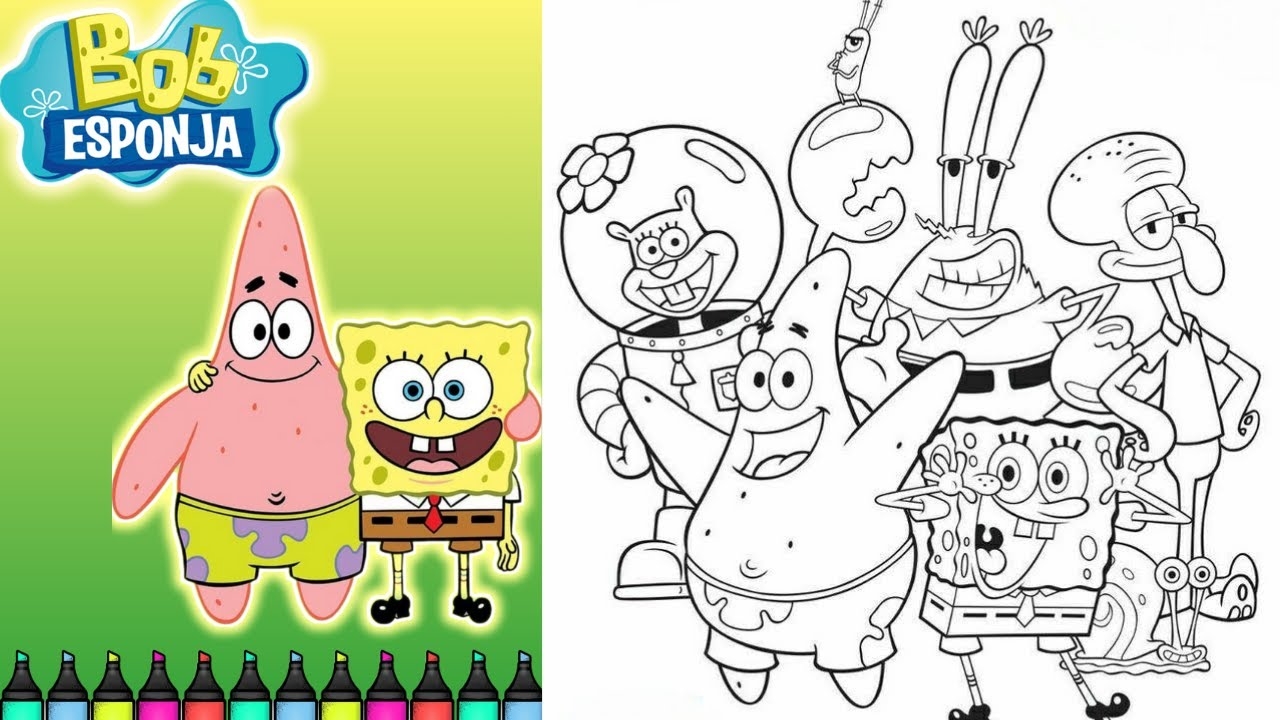 Spongebob Coloring Page Spongebob And Friends Coloring Easy Coloring Book Fast Coloring Marker YouTube