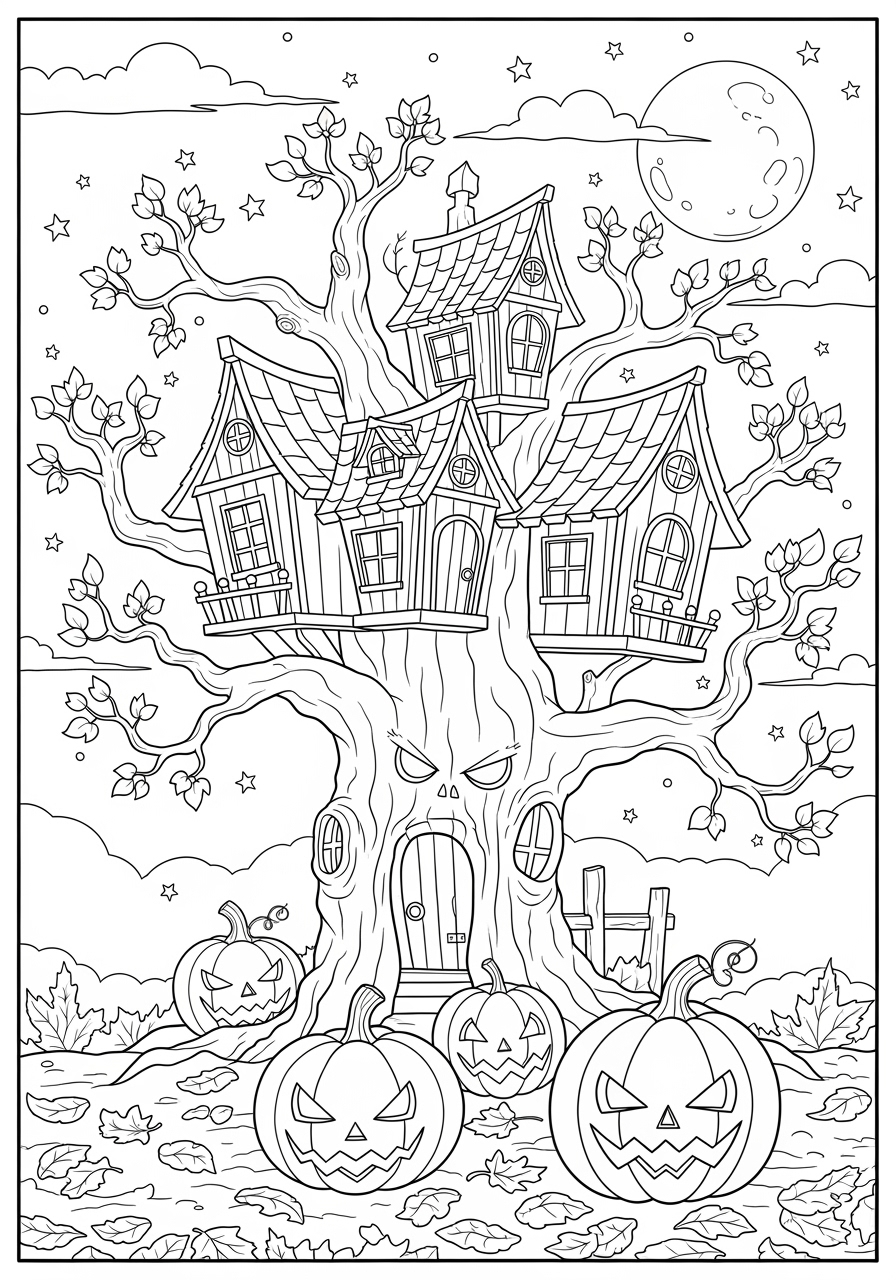 Spooky Halloween Coloring Pages Printable For Kids 