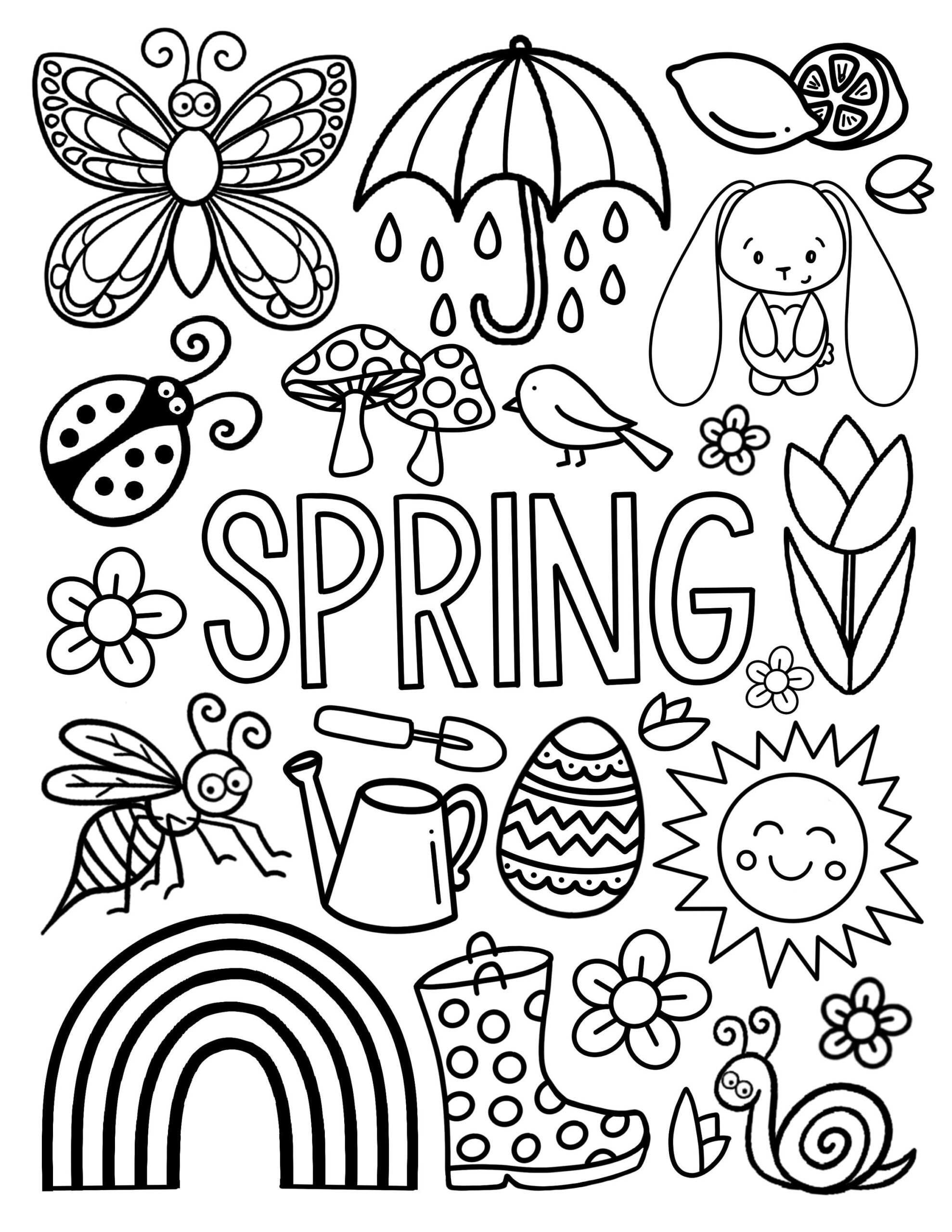 Spring Coloring Page Etsy Israel