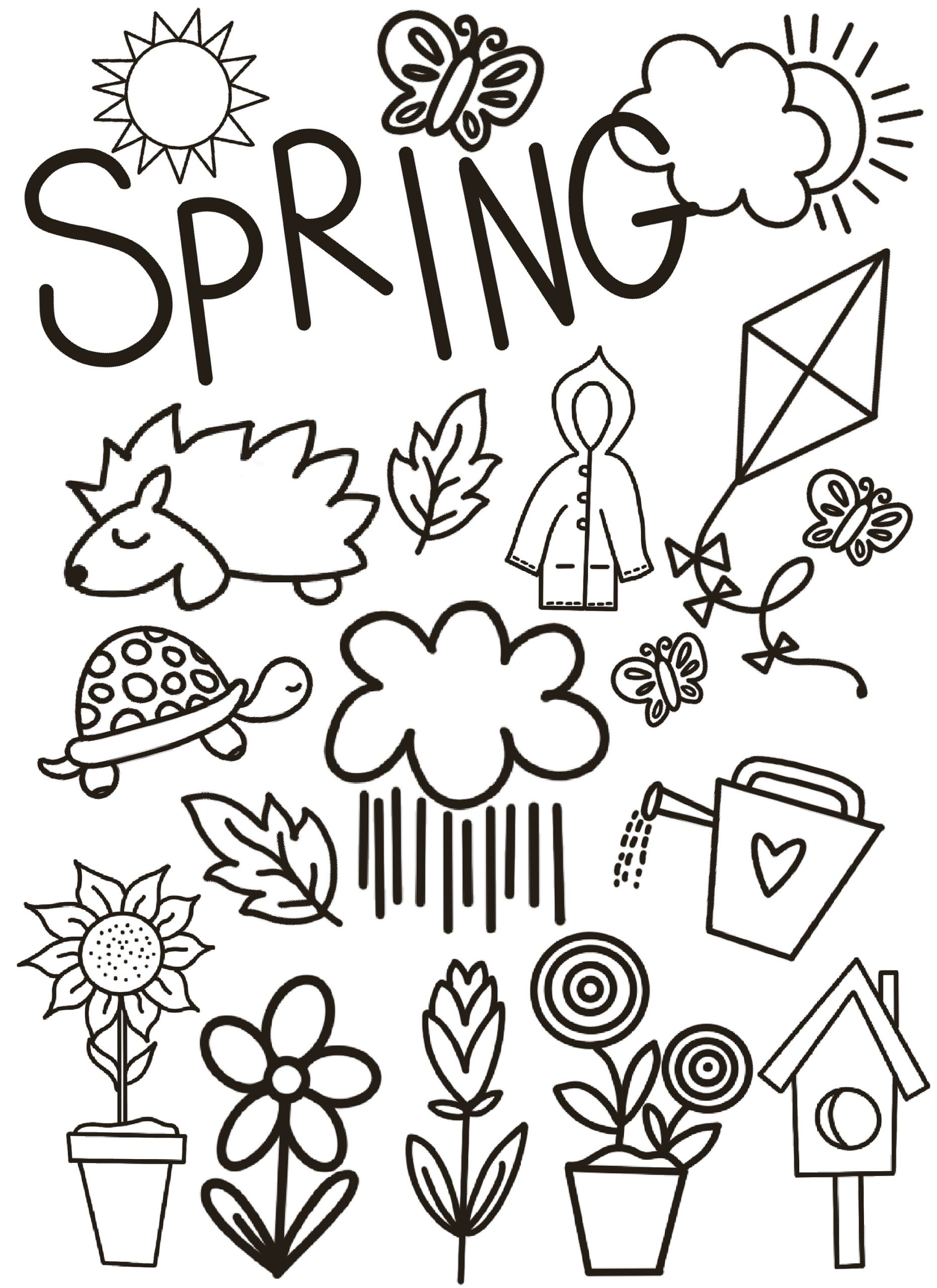 Spring Coloring Page Kids Activity Sheet digital Download Etsy