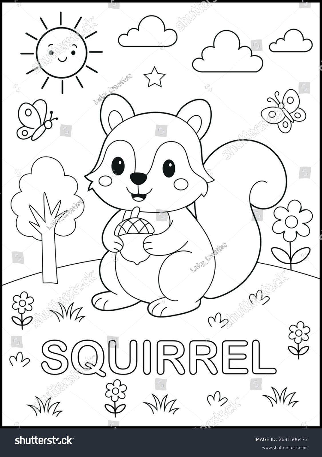 preschool squirrel coloring page