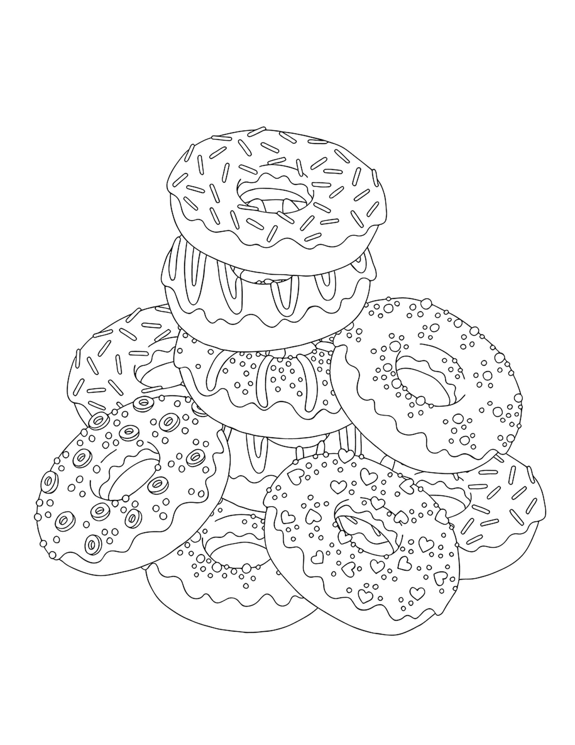 Stack Of Donuts Coloring Page Etsy Canada