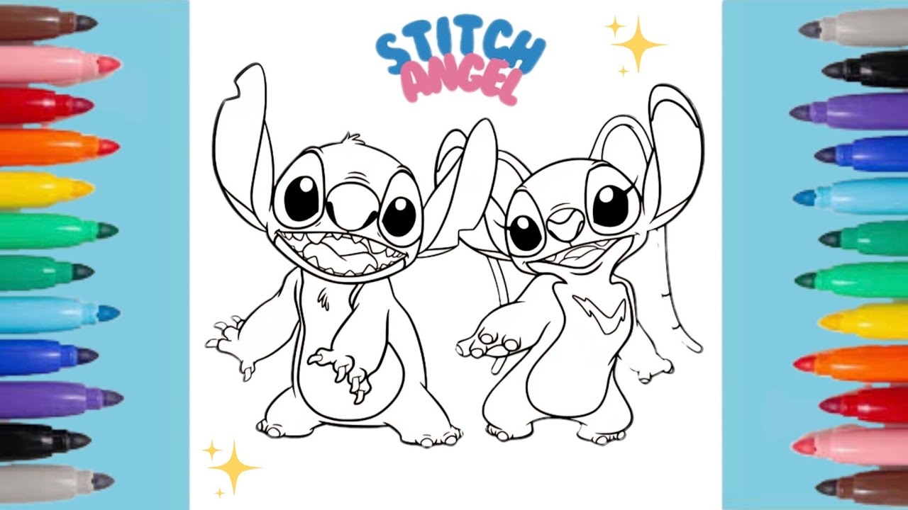 stitch and angel coloring pages