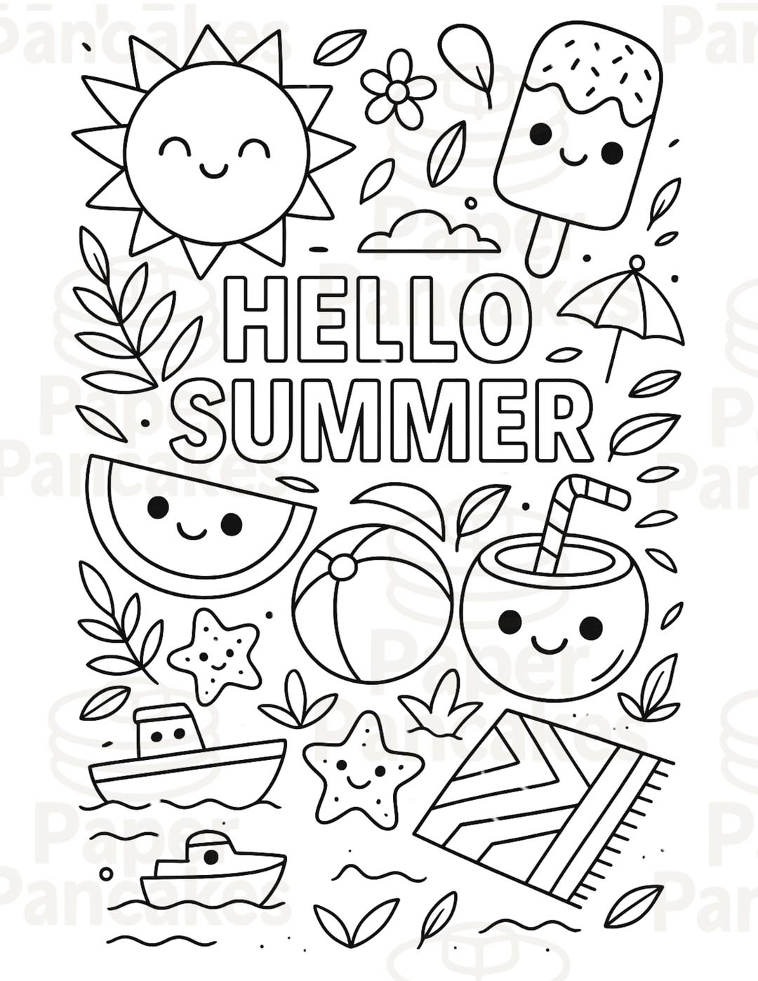 Summer Coloring Page Printable PNG Summer Activity Sheet For Kids Instant Download Preschool Activity Coloring Page Etsy Israel
