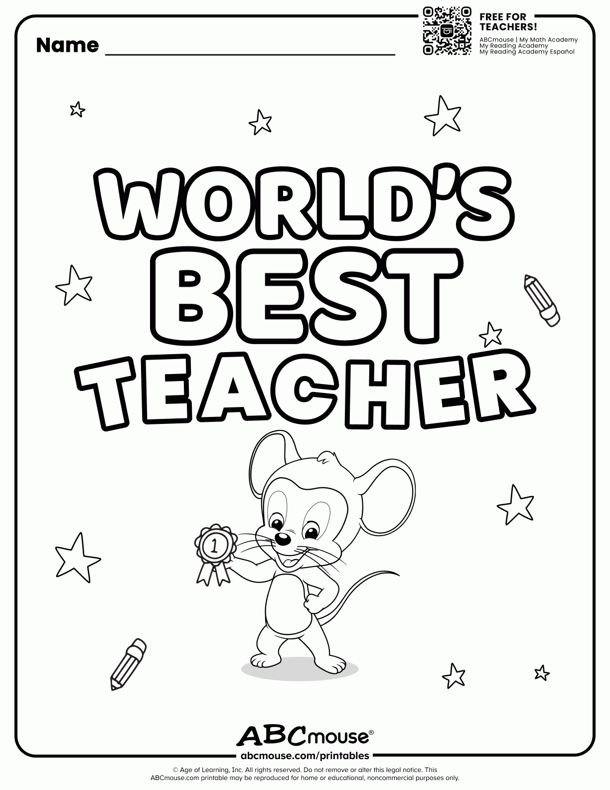 Teacher Appreciation Free Printable ABCmouse