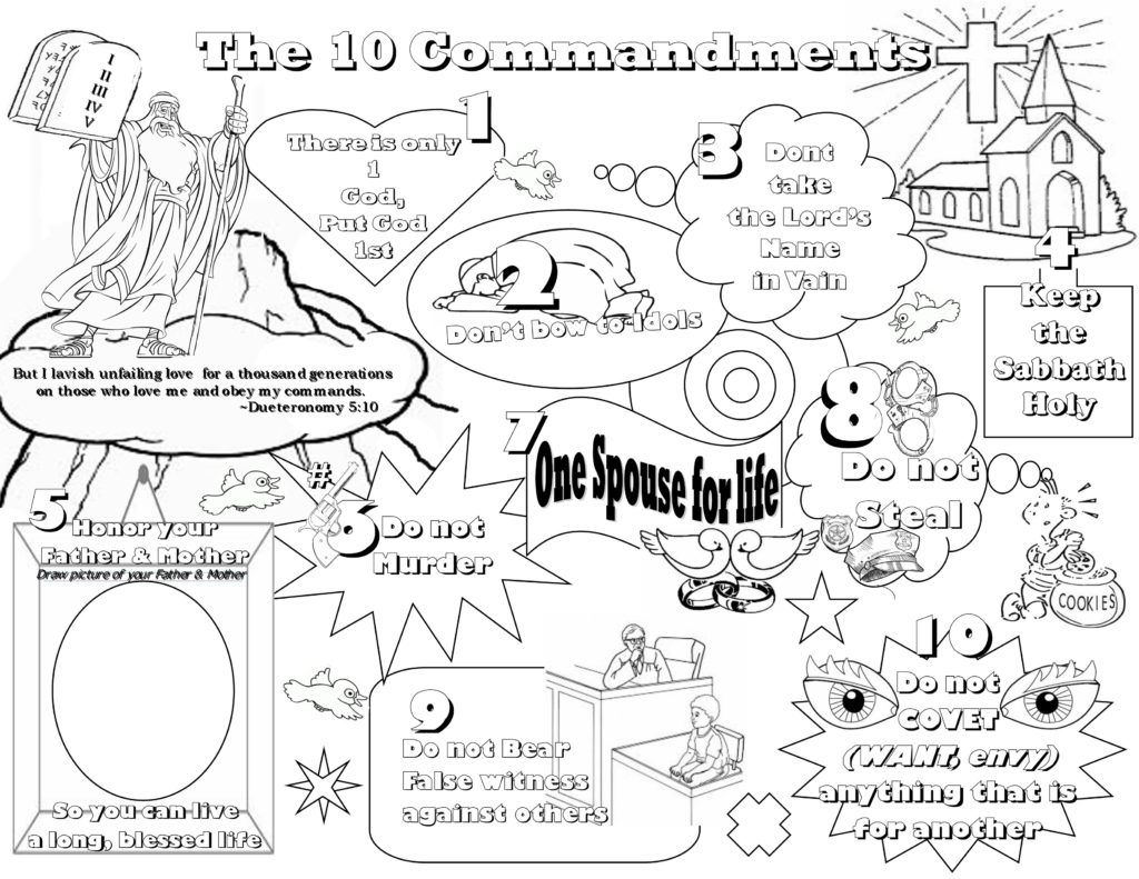 10 commandments coloring pages for preschoolers
