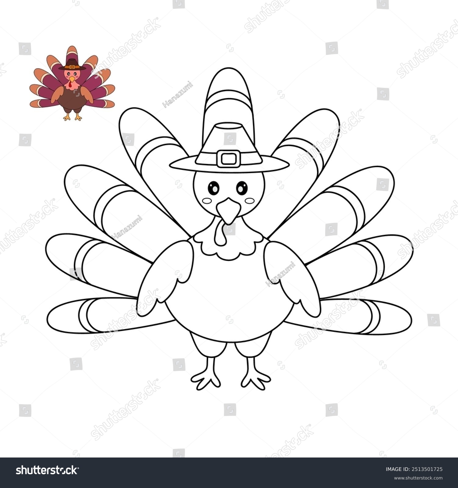 Thanksgiving Turkey Coloring Pages Kids Trace Stock Vector Royalty Free 2513501725 Shutterstock