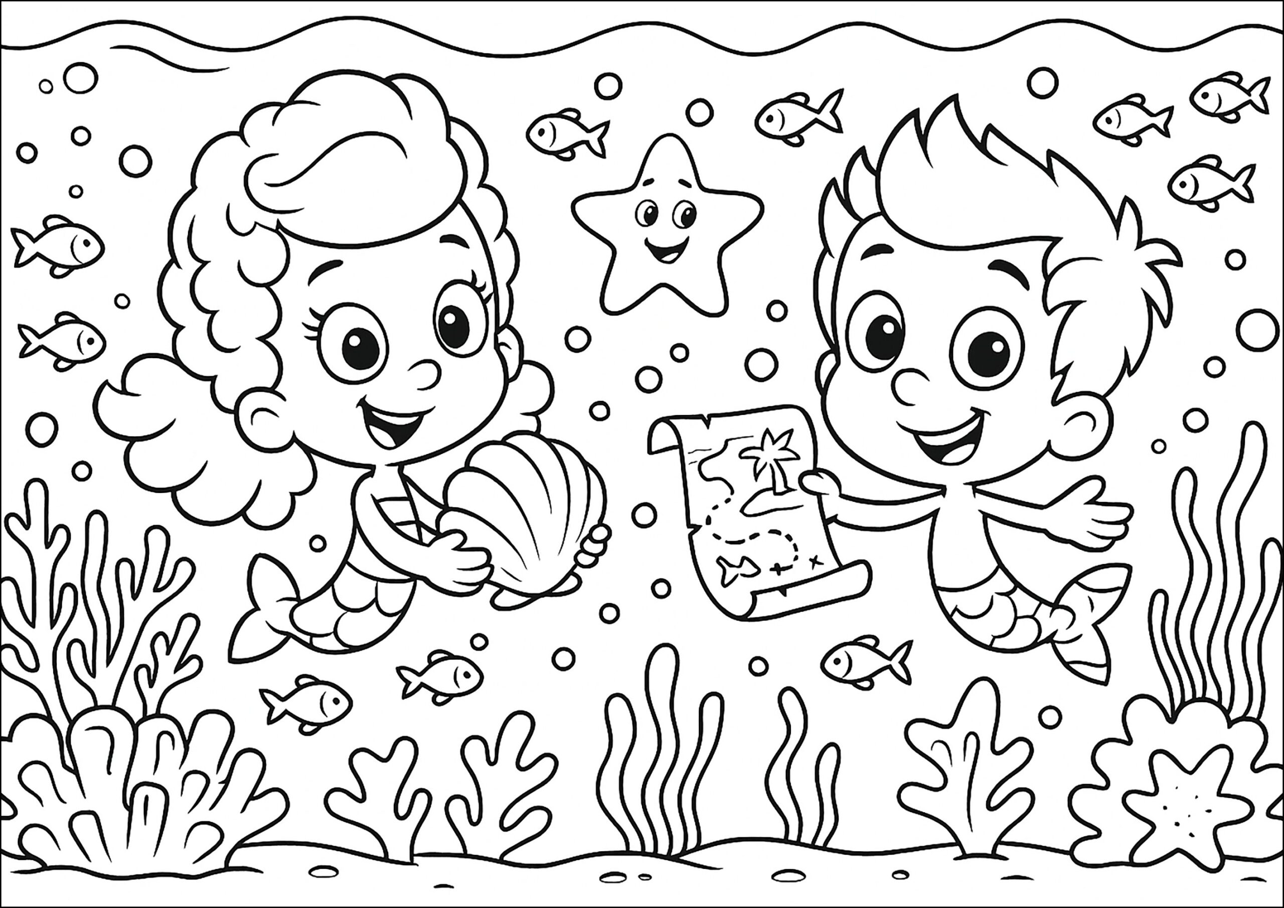 The Bubble Guppies On A Treasure Hunt Bubble Guppies Coloring Pages