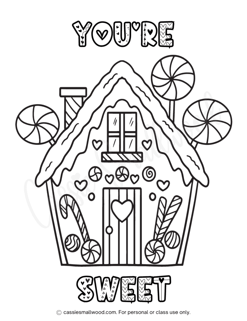 THE CUTEST Gingerbread House Coloring Pages Cassie Smallwood