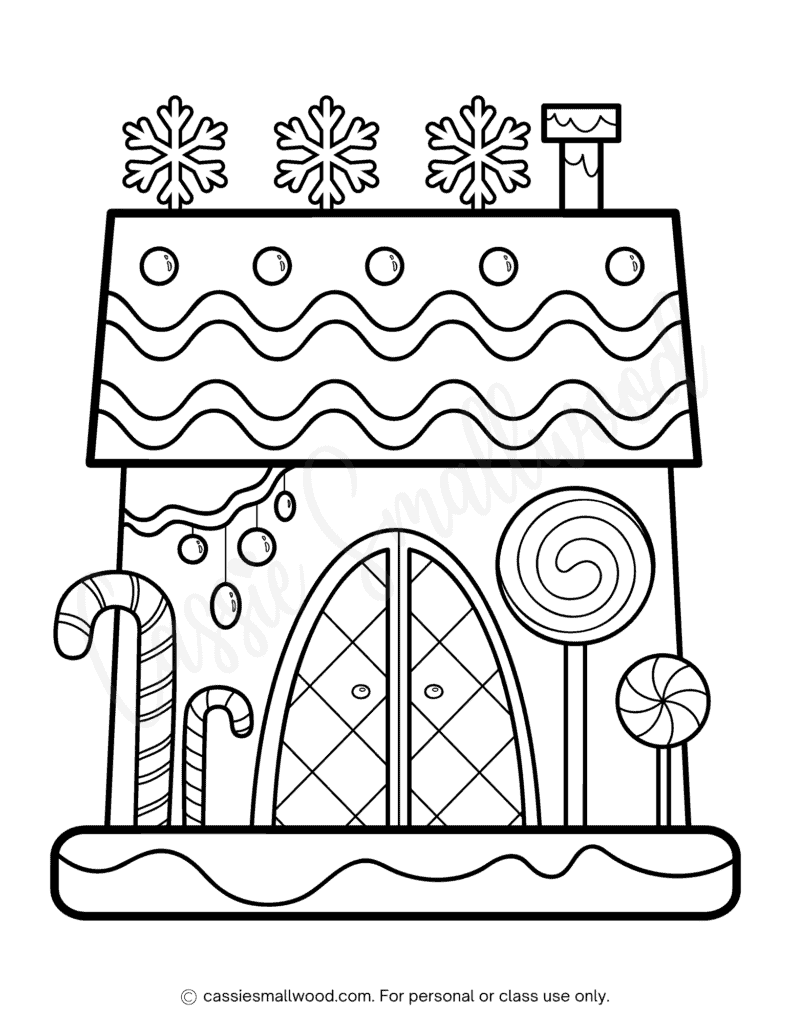 THE CUTEST Gingerbread House Coloring Pages Cassie Smallwood