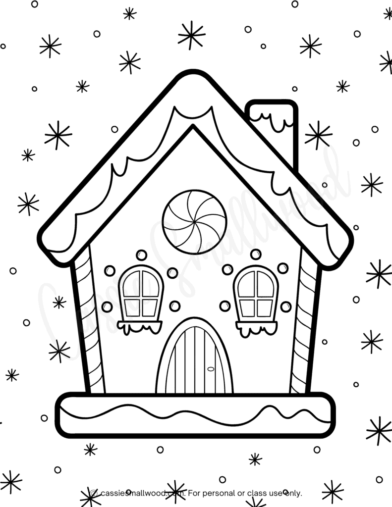 THE CUTEST Gingerbread House Coloring Pages Cassie Smallwood