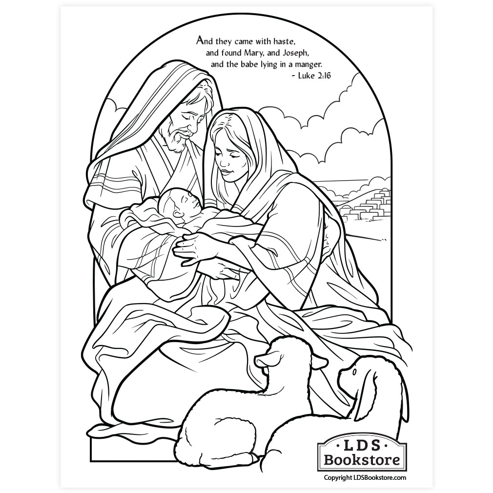 The Holy Family Nativity Coloring Page Printable Christmas Coloring Page