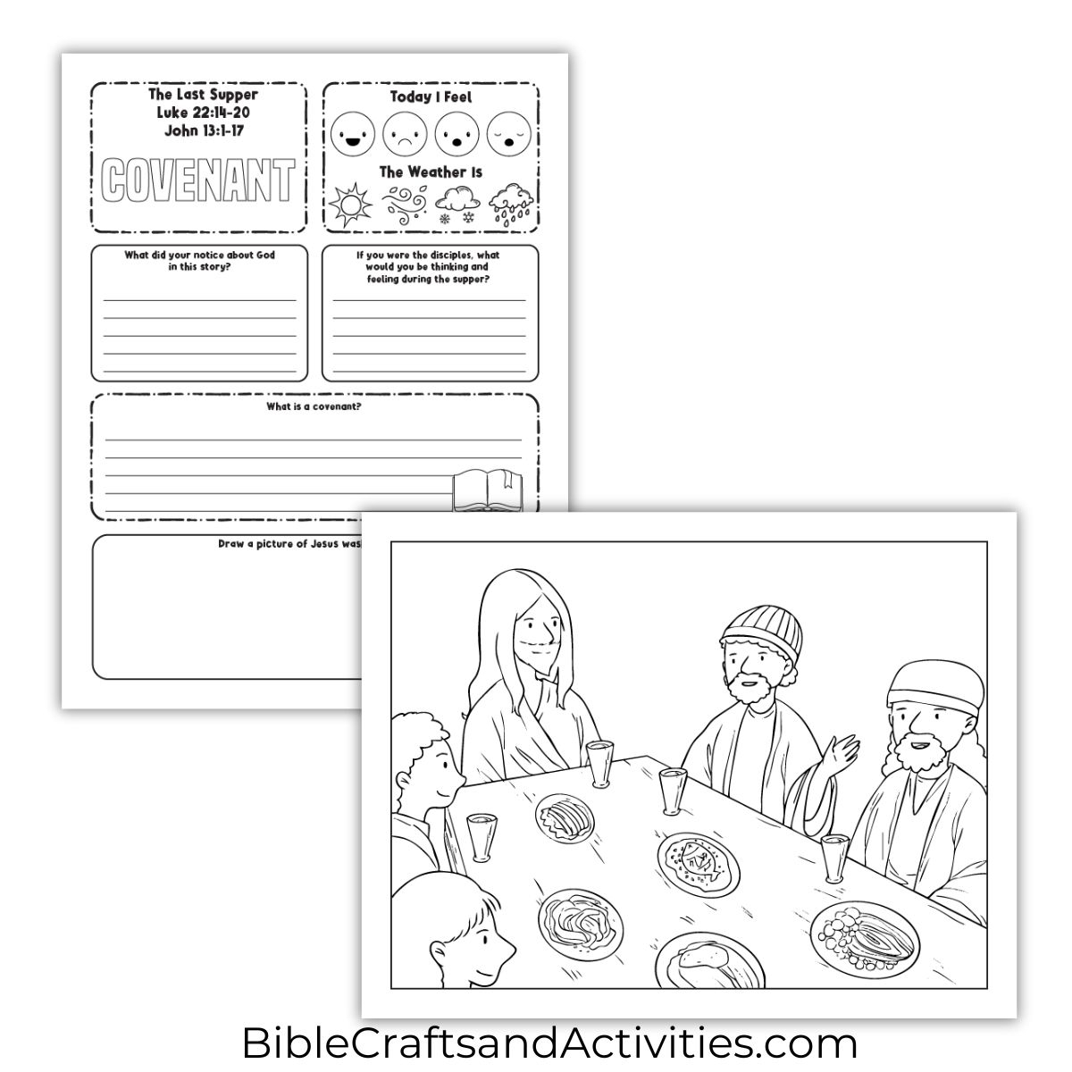The Last Supper Activity Pages Bible Crafts Shop