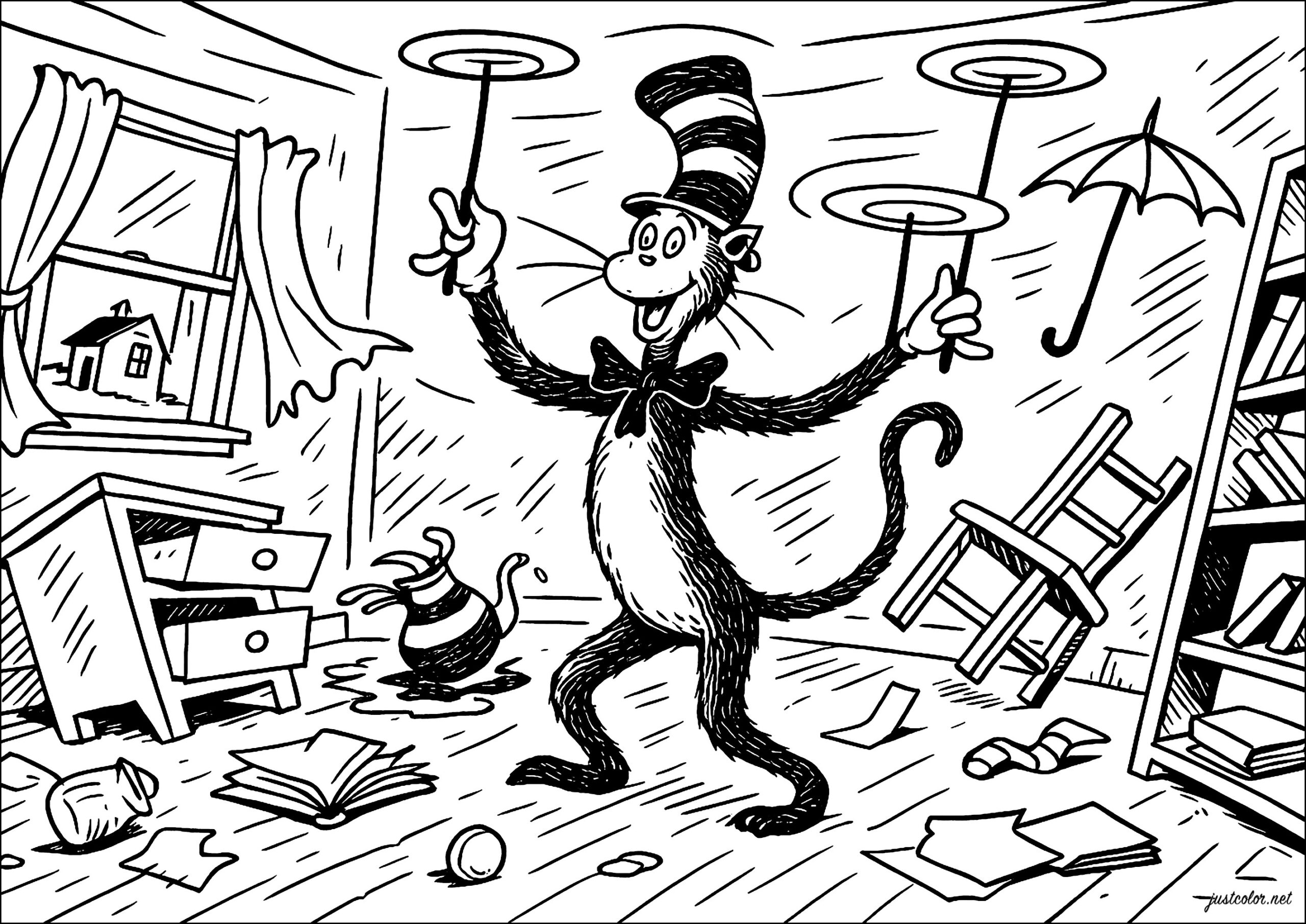 cat in the hat coloring page