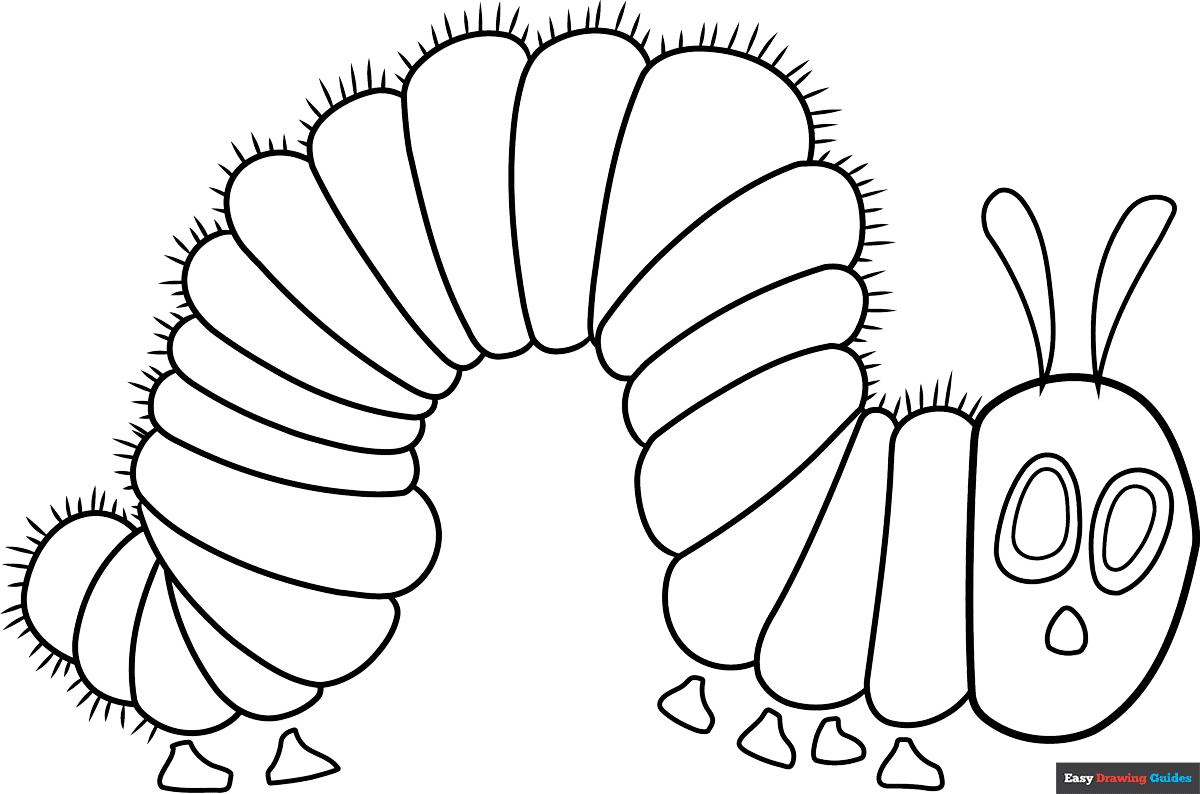 The Very Hungry Caterpillar Coloring Page Easy Drawing Guides