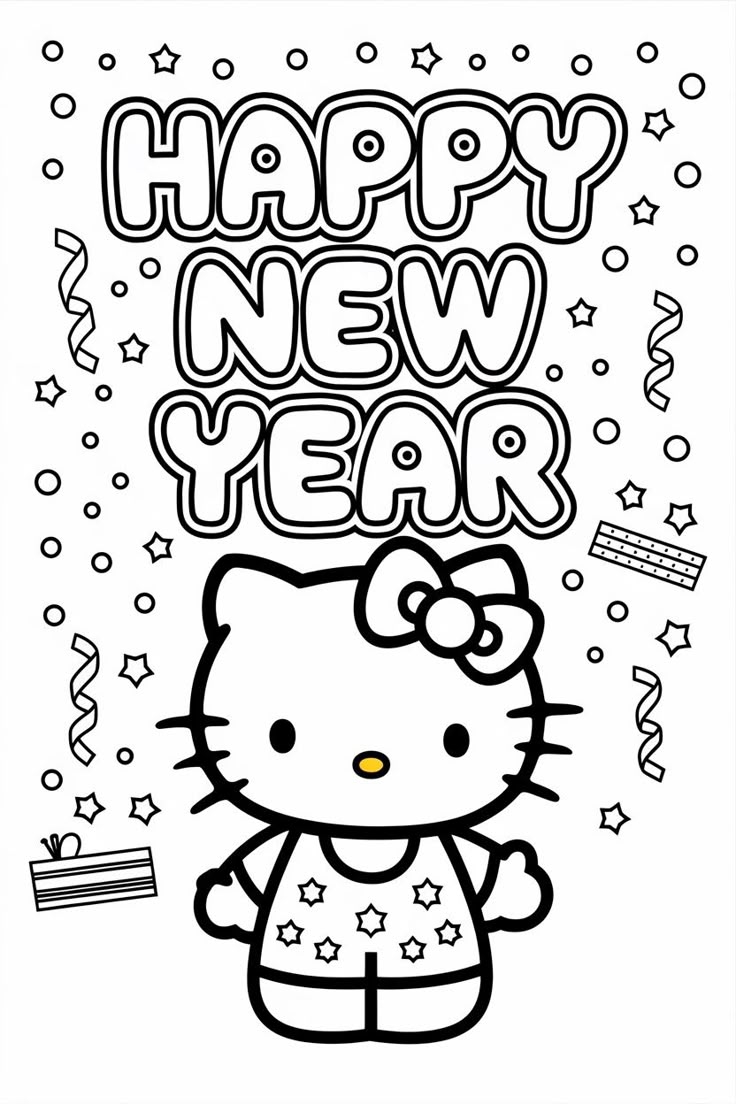 Top 15 Hello Kitty New Year Coloring Page New Year Coloring Fun 