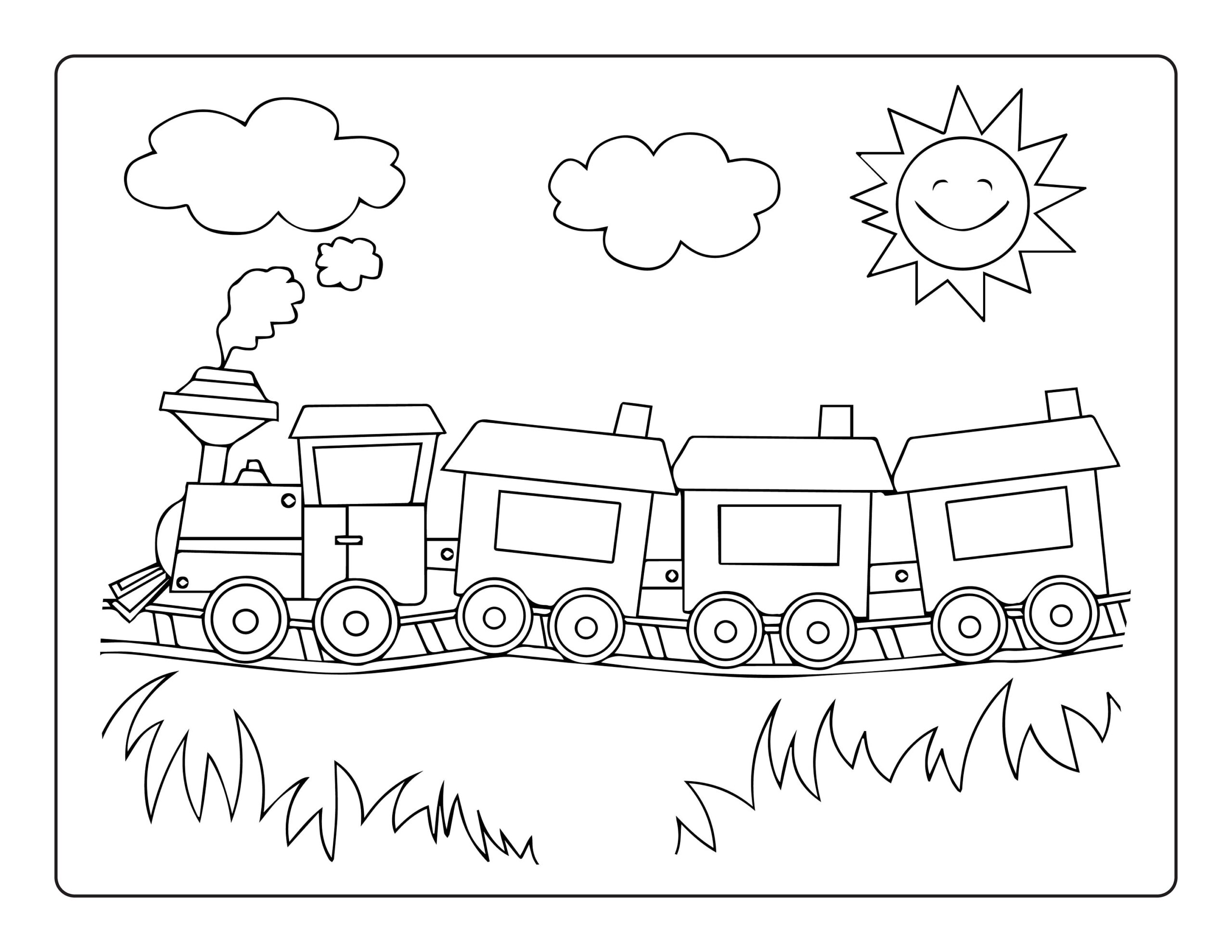 Train Coloring Pages For Kids Etsy