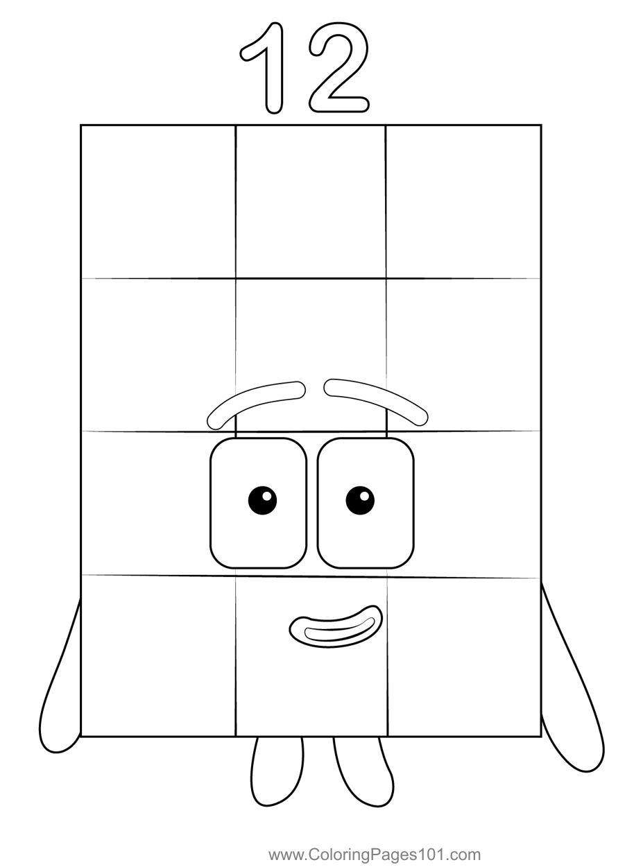 Twelve Numberblocks Coloring Page For Kids Free Numberblocks Printable Coloring Pages Online For Kids ColoringPages101 Coloring Pages For Kids
