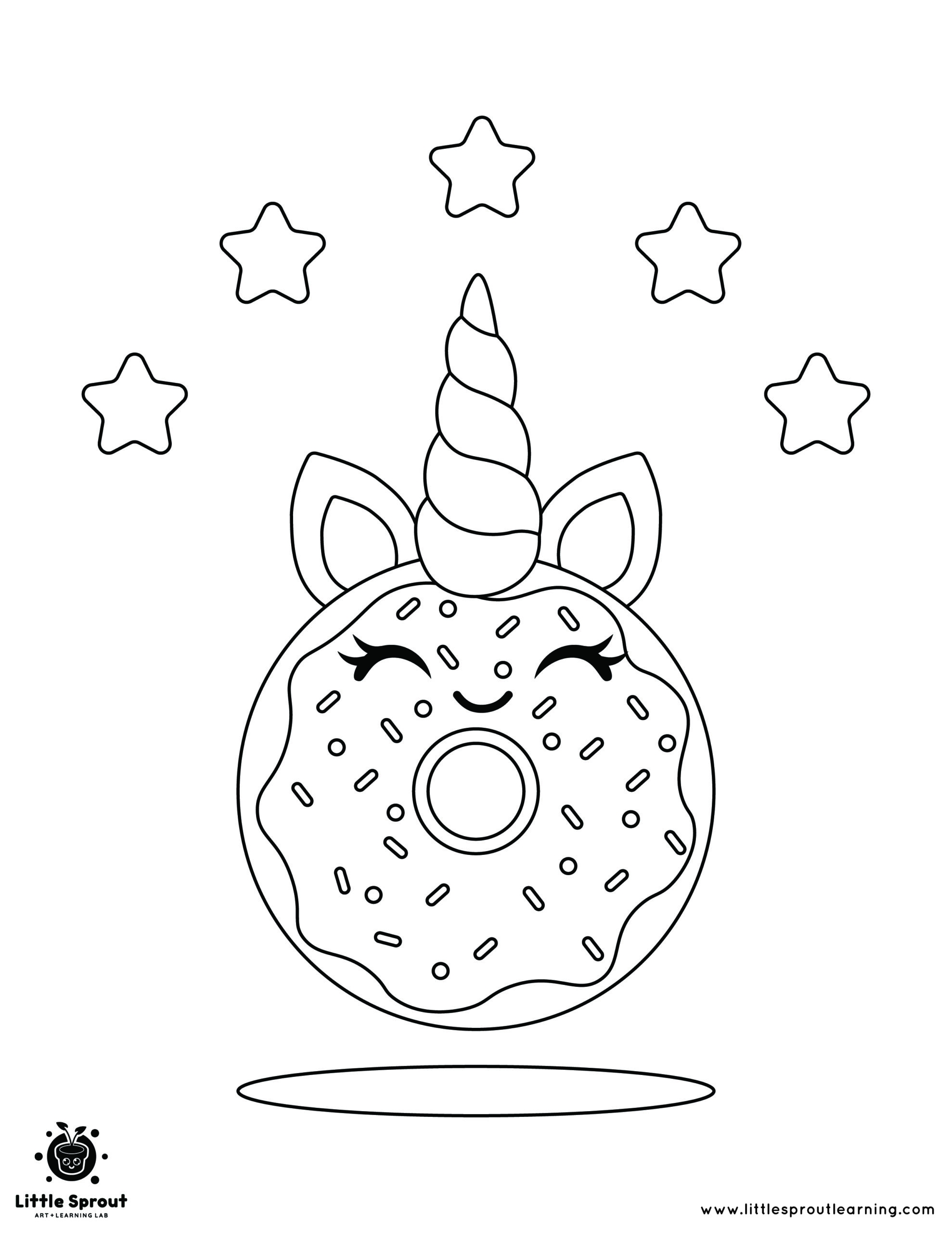 Unicorn Donut Coloring Page Little Sprout Art Learning Lab