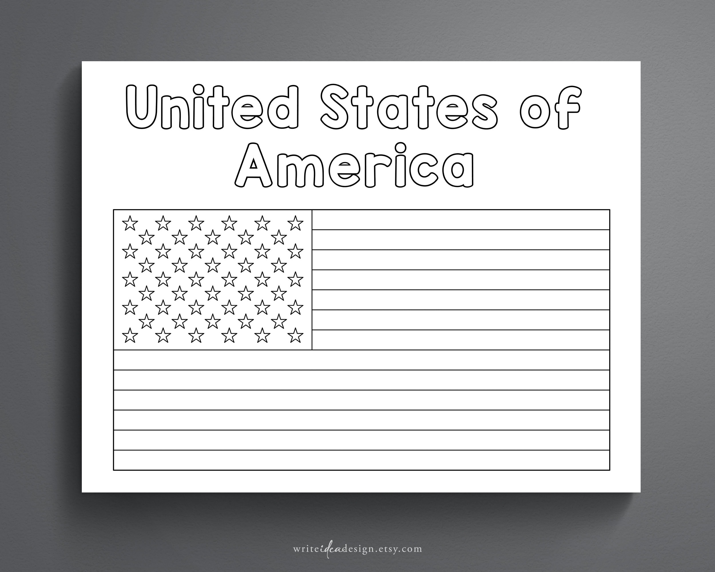 USA Flag Coloring Page Printable American Flag Activity PDF Etsy Denmark