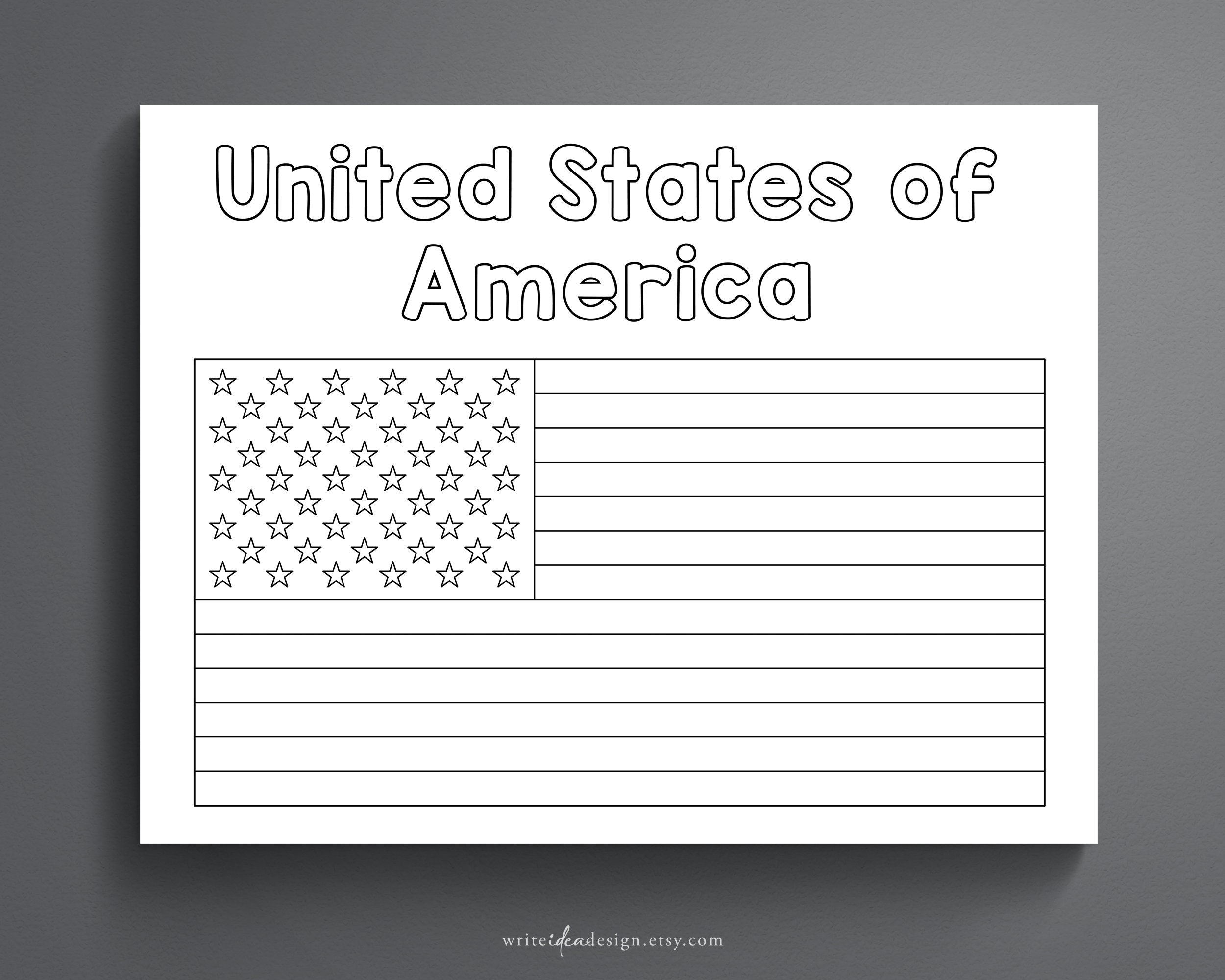 USA Flag Coloring Page Printable American Flag Activity PDF Etsy Israel