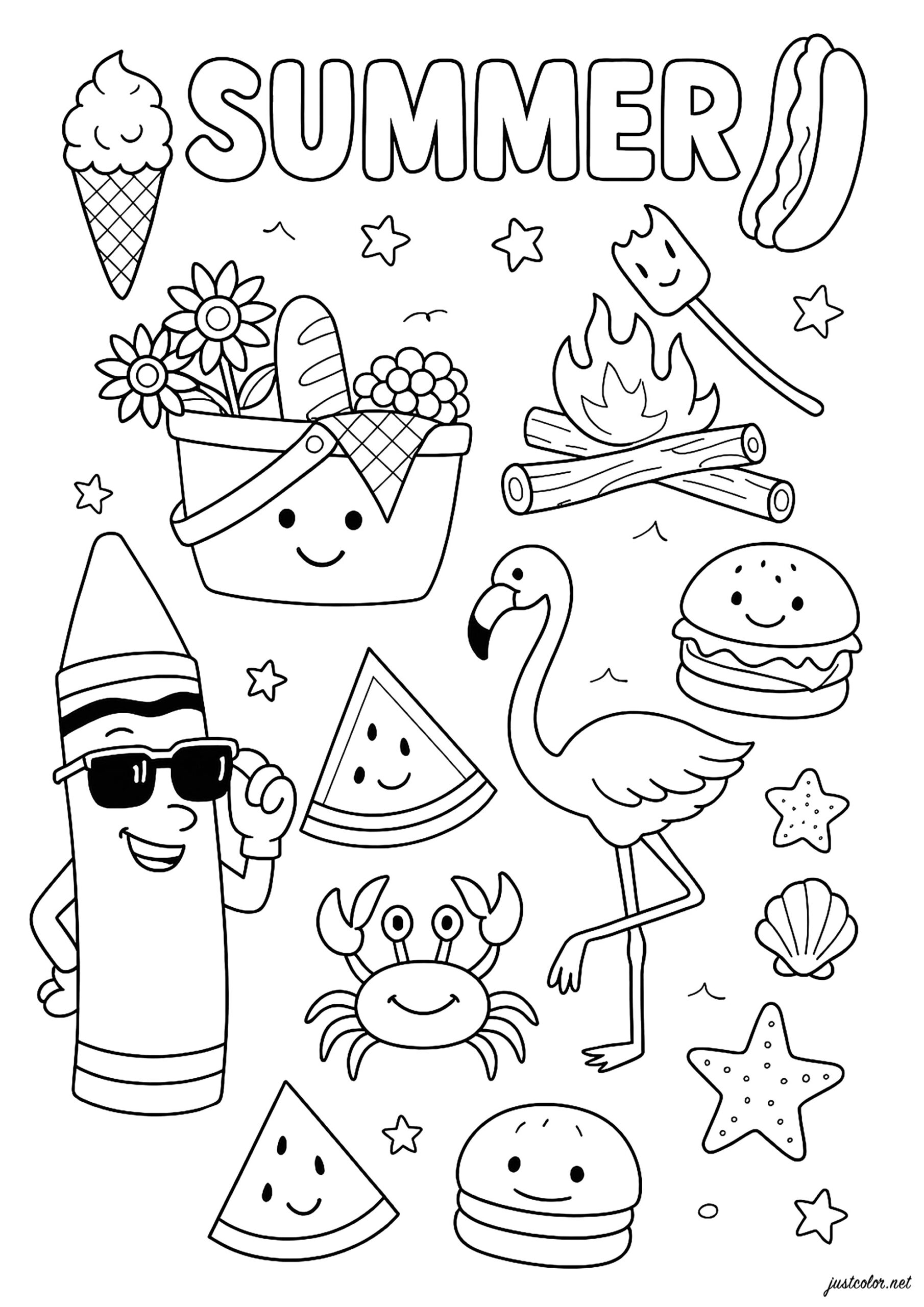 summer coloring pages for preschool
