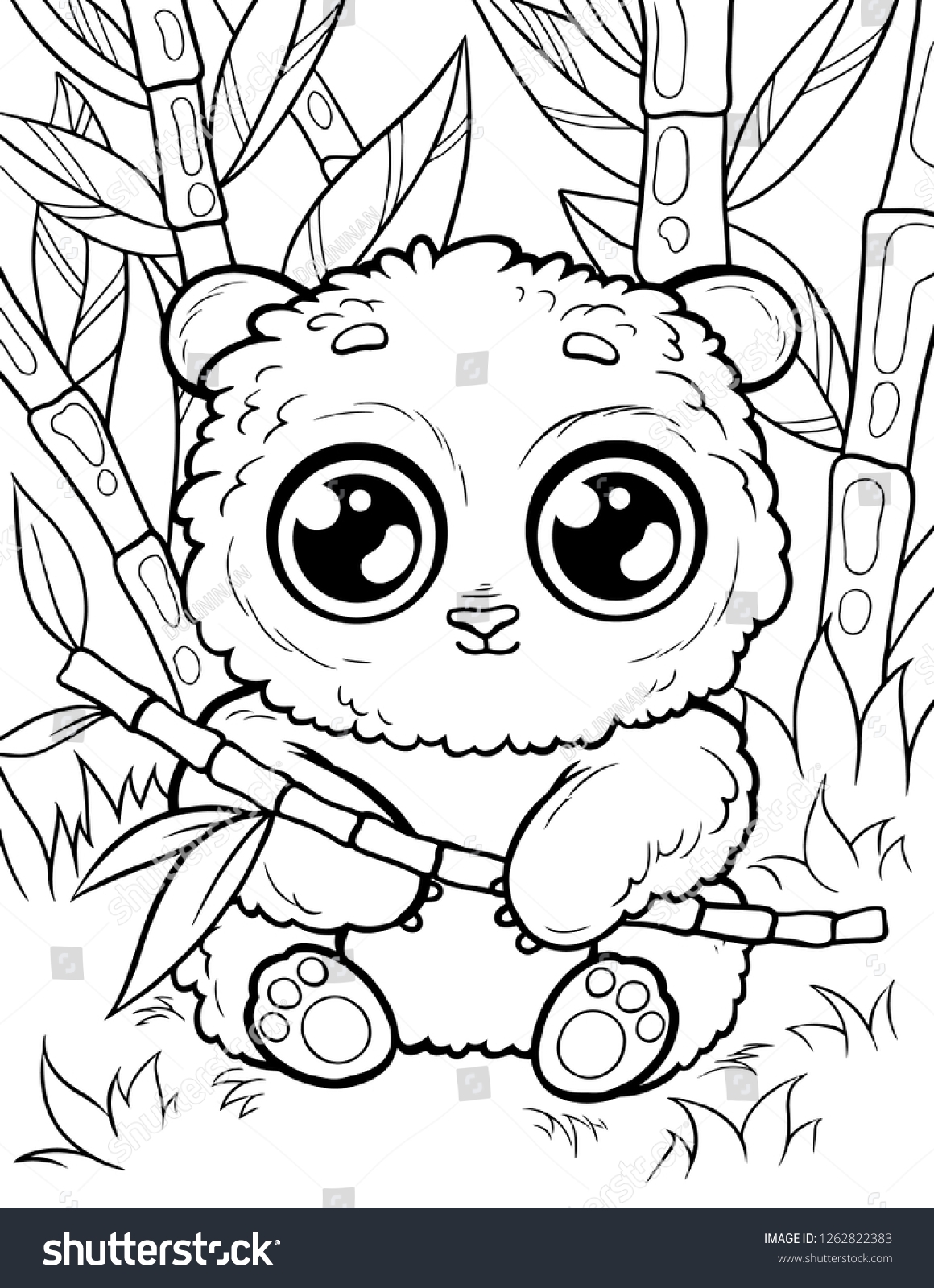 Vector Coloring Page Children Cute Animals Stock Vector Royalty Free 1262822383 Shutterstock
