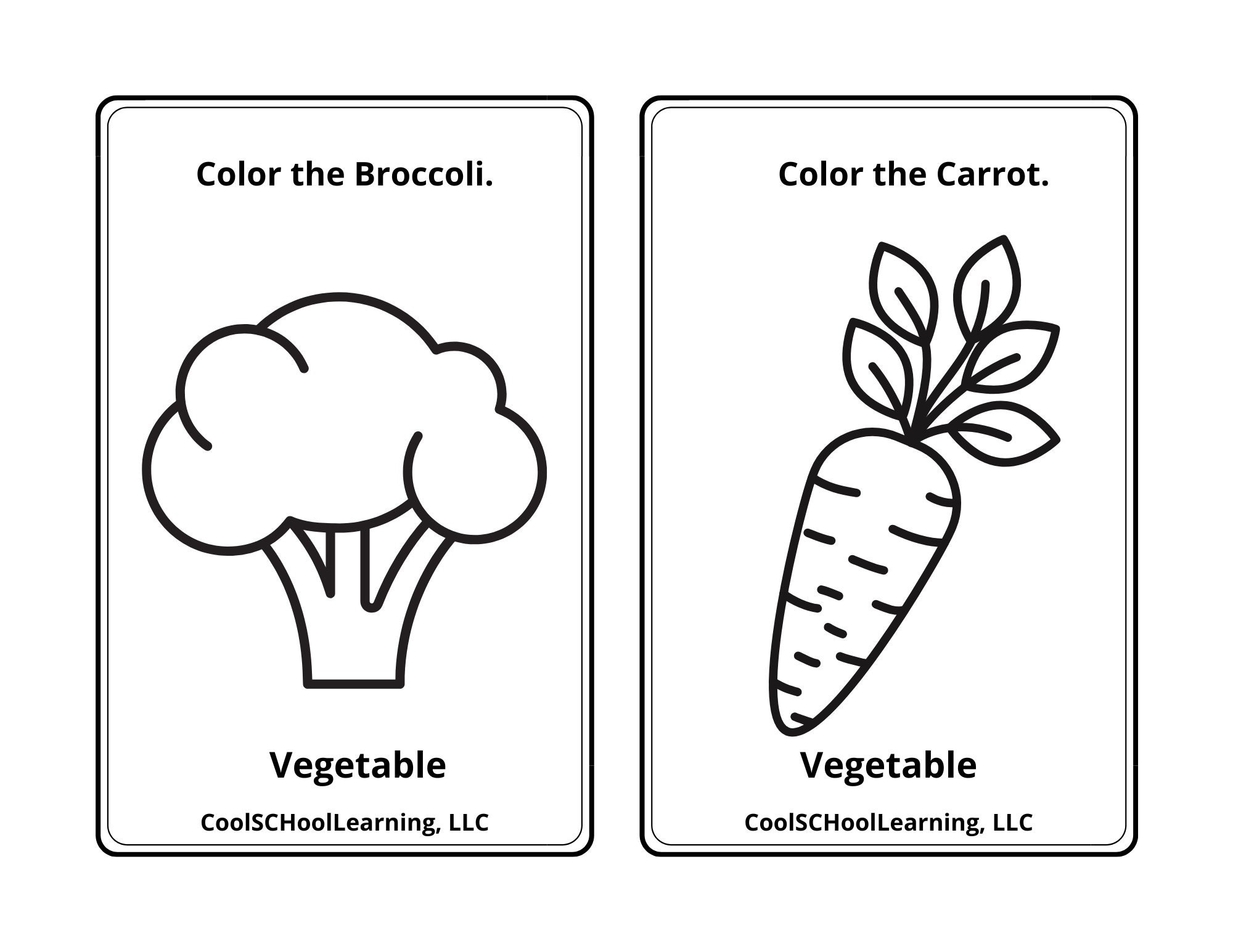 Vegetable Coloring Pages Kids Coloring Sheets Veggie Print Prek Worksheets Educational Printables For Kids Etsy